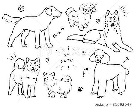 様々な犬の絵 犬 イラストセットのイラスト素材 [81692047] - PIXTA