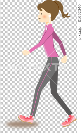 ウォーキングをする若い女性のイラスト素材