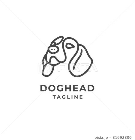 Simple Line Art Dog Head Logoのイラスト素材