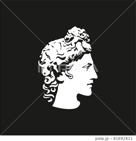 Greek god Apollo Logo. Ancient Greek God Sculpture. Face Apollo Logo Design 81692811