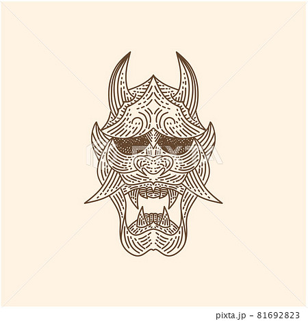 Vintage Japanese Demon Oni Mask Logo Design 81692823