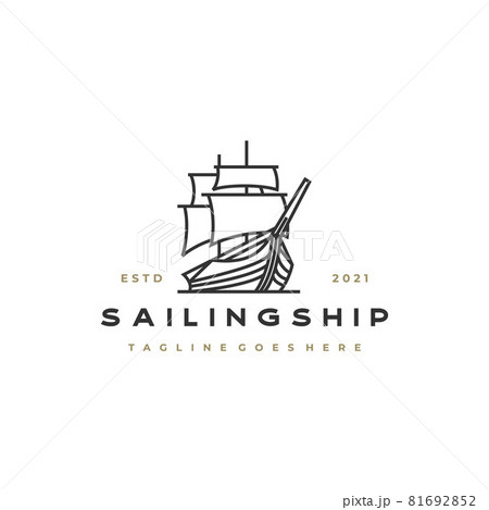Vintage Retro Line art Sailing Ship Logo Design Vintage Retro Line art Sailing Ship Logo Design 81692852