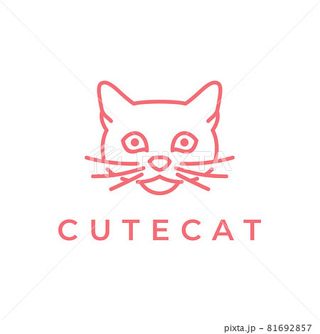 Cat Head Line art Logo - vector illustration 81692857