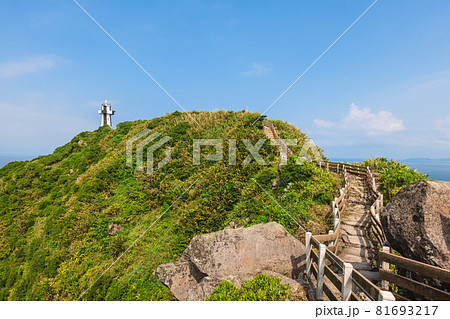 Keelung Island Lighthouse at the peak of keelung islet, taiwan 81693217
