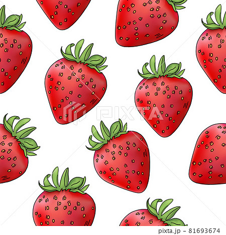 Vector illustration of strawberry berry in realism style red color seamless pattern on white 81693674