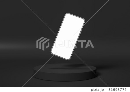 Black presentation podium with phone screen mockup. 3d render illustration. 81693775