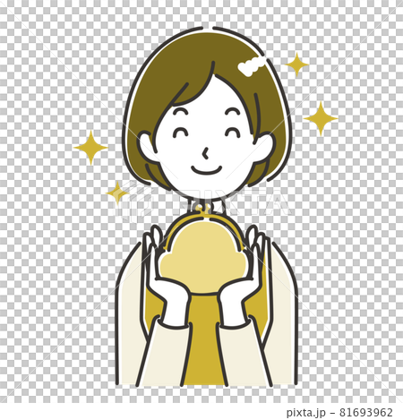 財布を持った笑顔の主婦のイラスト 81693962