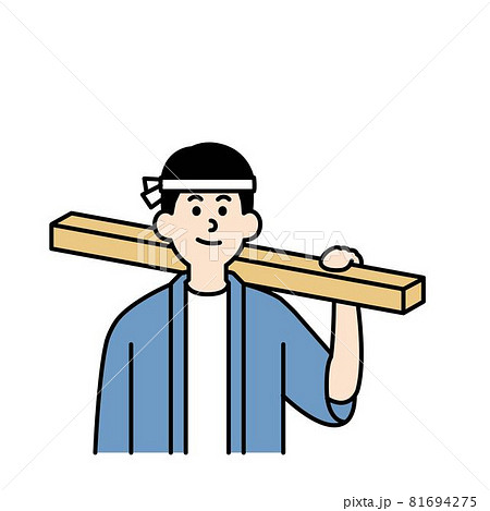 大工さんのイラスト上半身のイラスト素材