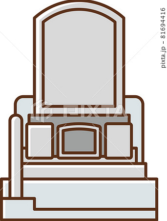 正面から見た灰色の和洋型墓石のイラスト素材