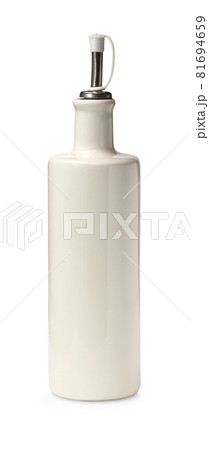 Vintage ceramic olive bottle, isolated on white background 81694659