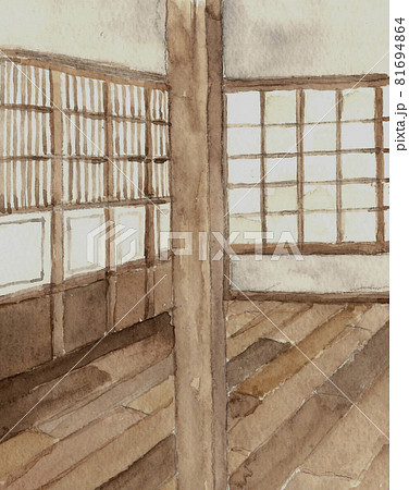 古民家の内部【手描き水彩画】 古民家の内部【手描き水彩画】 81694864