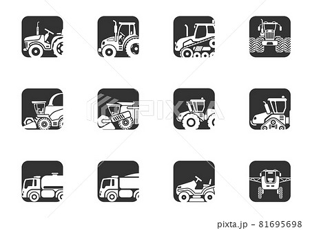 Agricultural vehicles icons set 81695698