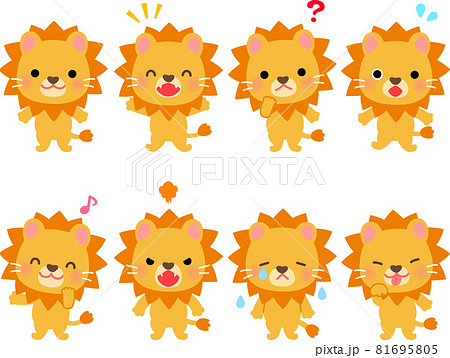 Lion Character Illustration Set Stock Illustration