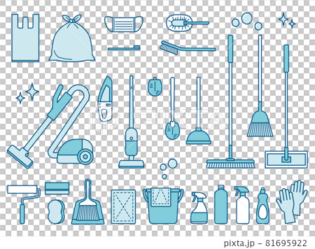 Simple cleaning tool icon set Simple cleaning tool icon set 81695922