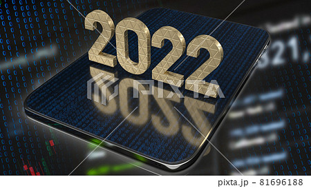 The gold number 2022 on tablet for business concept 3d rendering The gold number 2022 on tablet for business concept 3d rendering 81696188