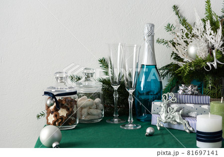 Festively decorated Christmas or New Year's table 81697141