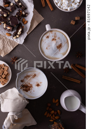 Winter cocoa drink with milk foam in a mug 81697142