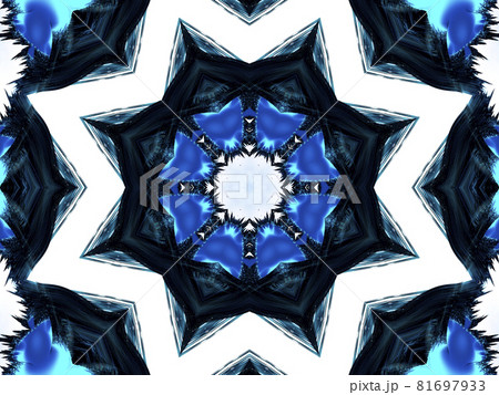 Blue neon pentagram on white background. Star kaleidoscope 81697933