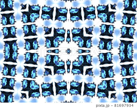 Cyan neon pattern. Seamless aztec pattern. Cute endless ornament. Modern folk design. Vintage boho design. Geometric folk style. Indigo, black, white, cyan, neon african art drawing 81697934