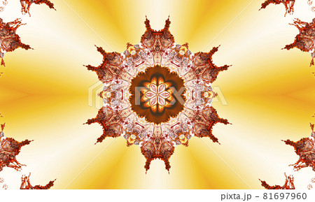 floral kaleidoscopic design in pink, peach, beige and gold SERIES, pattern for manufacturing of packaging, scrapbooking, gift wrapping, 81697960