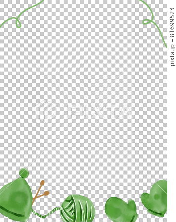 Winter green yarn muffler watercolor handwritten frame 81699523