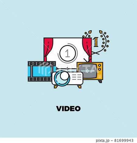 Vlog concept. Online video making, self channel blog line icons. Views and subscriber leadership vector illustration Vlog concept. Online video making, self channel blog line icons. Views and subscriber leadership vector illustration 81699943