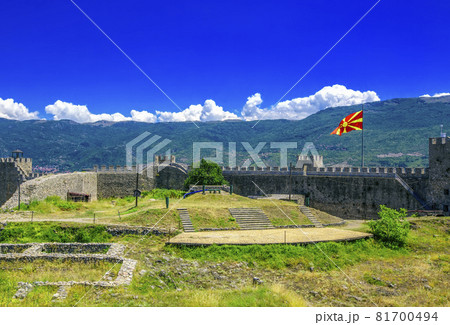fortress of Tsar Samuel on the hill top in Ohrid, Macedonia. 81700494