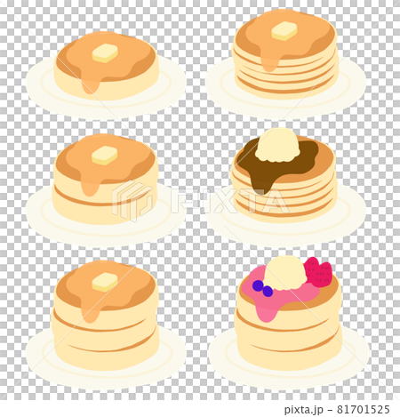 ゆるかわ手描きのパンケーキセットのイラスト素材 [81701525] - PIXTA