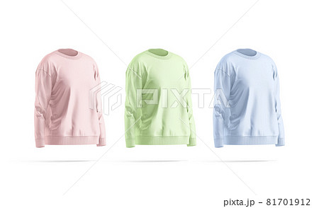 Blank colored women sweatshirt mockup set, side view 81701912