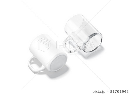 Blank ceramic and glass 8 oz mug with square handle mockup Blank ceramic and glass 8 oz mug with square handle mockup 81701942