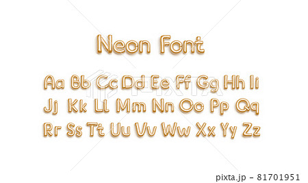 Inflated gold balloon font with capital and lowercase alphabet, isolated 81701951