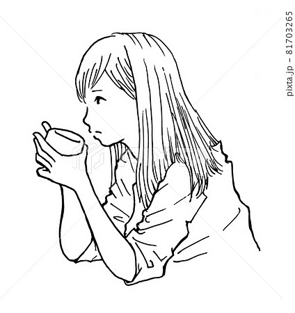 コーヒーを飲む女性2のイラスト素材