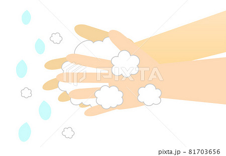 石鹸で手を洗うイラスト。手洗いイメージ。 石鹸で手を洗うイラスト。手洗いイメージ。 81703656