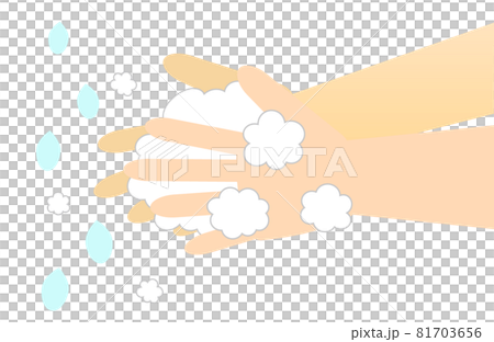 石鹸で手を洗うイラスト。手洗いイメージ。 石鹸で手を洗うイラスト。手洗いイメージ。 81703656