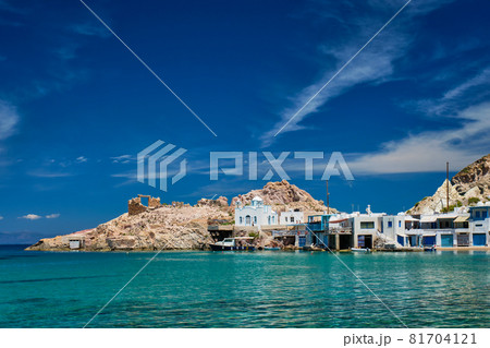 The beach of Firapotamos in Milos, Greece The beach of Firapotamos in Milos, Greece 81704121