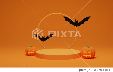 3D rendering. Abstract podium minimal scene for Halloween background.  81704463