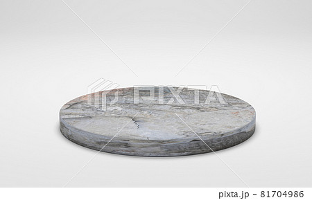 3D rendering. Podium, stand, showcase cement round podium isolated on white 3D rendering. Podium, stand, showcase cement round podium isolated on white 81704986