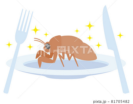 セミの幼虫が昆虫食としてお皿にのっているイラストのイラスト素材