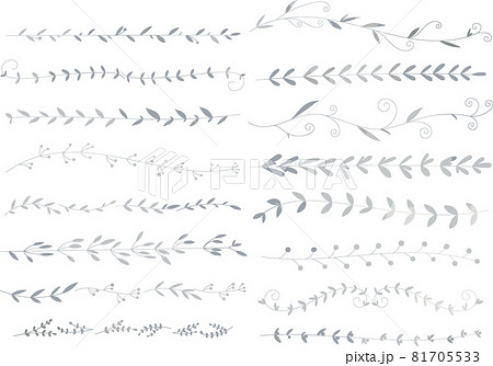 シルバーのリーフ 植物のラインセット ベクター素材のイラスト素材