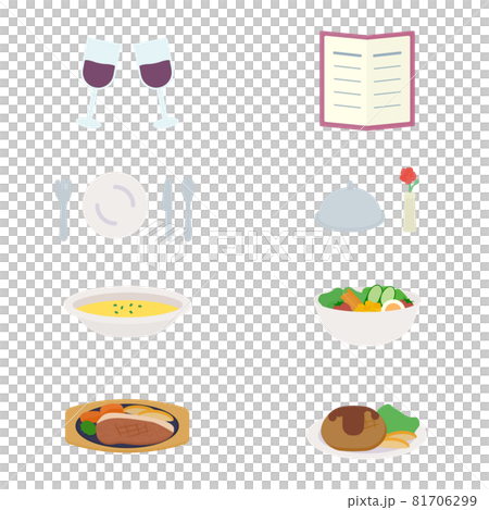 シンプルでかわいいレストランのイラストセット 81706299