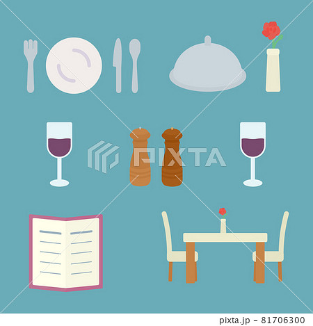 シンプルでかわいいレストランのイラストセット 81706300