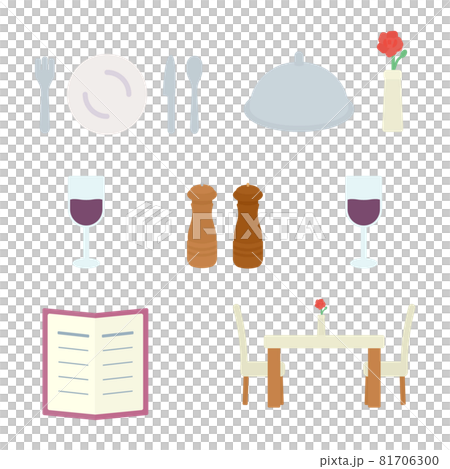 Simple and cute restaurant illustration set 81706300
