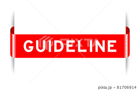 Red color inserted label banner with word guideline on white background Red color inserted label banner with word guideline on white background 81706914