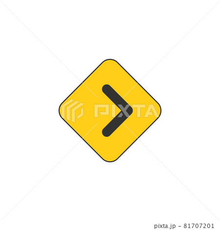 Black on yellow vector chevron arrows pointing right. road sign for turn. Stock Vector illustration isolated on white background. Black on yellow vector chevron arrows pointing right. road sign for turn. Stock Vector illustration isolated on white background. 81707201