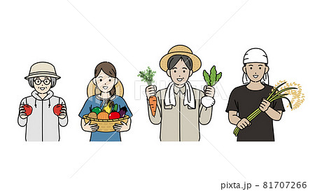 農業　農家　収穫　野菜　稲作　果物　男女　イラスト素材 81707266