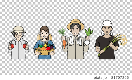 農業　農家　収穫　野菜　稲作　果物　男女　イラスト素材 81707266