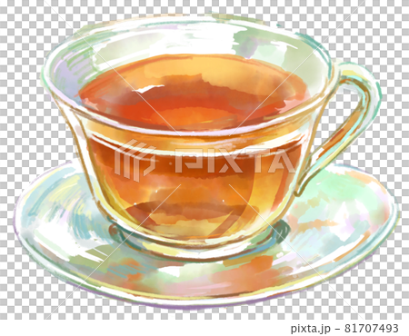 透き通る紅茶のティーカップの水彩イラスト 透き通る紅茶のティーカップの水彩イラスト 81707493