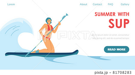 Website For Summer Sup Stand Up Surf Water のイラスト素材 8170