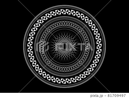 Mandala Sacred Geometry symbol elements, white line art. Oriental pattern, vector illustration. Islam, Arabic, Indian, turkish, pakistan, chinese, ottoman motifs. Isolated on black background 81709497