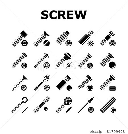 Screw And Bolt Building Accessory Icons Set Vector 81709498